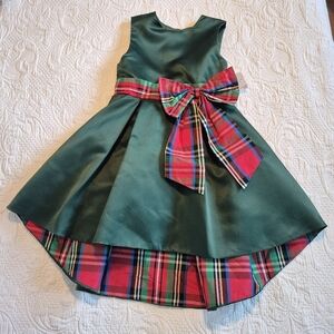 Blueberi Boulevard girls size 7 hunter green with plaid underskirt hi low NEW
